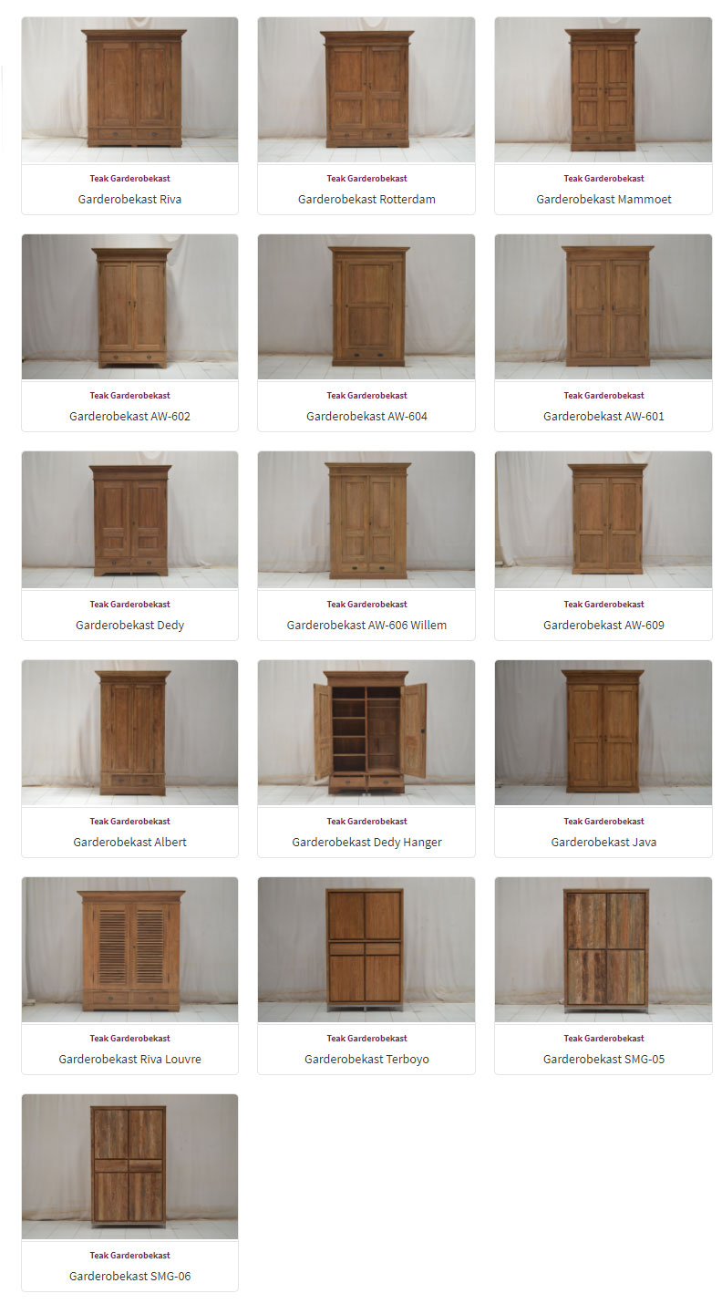 Garderobekasten overzicht - Teak Meubelen - Baan Wonen